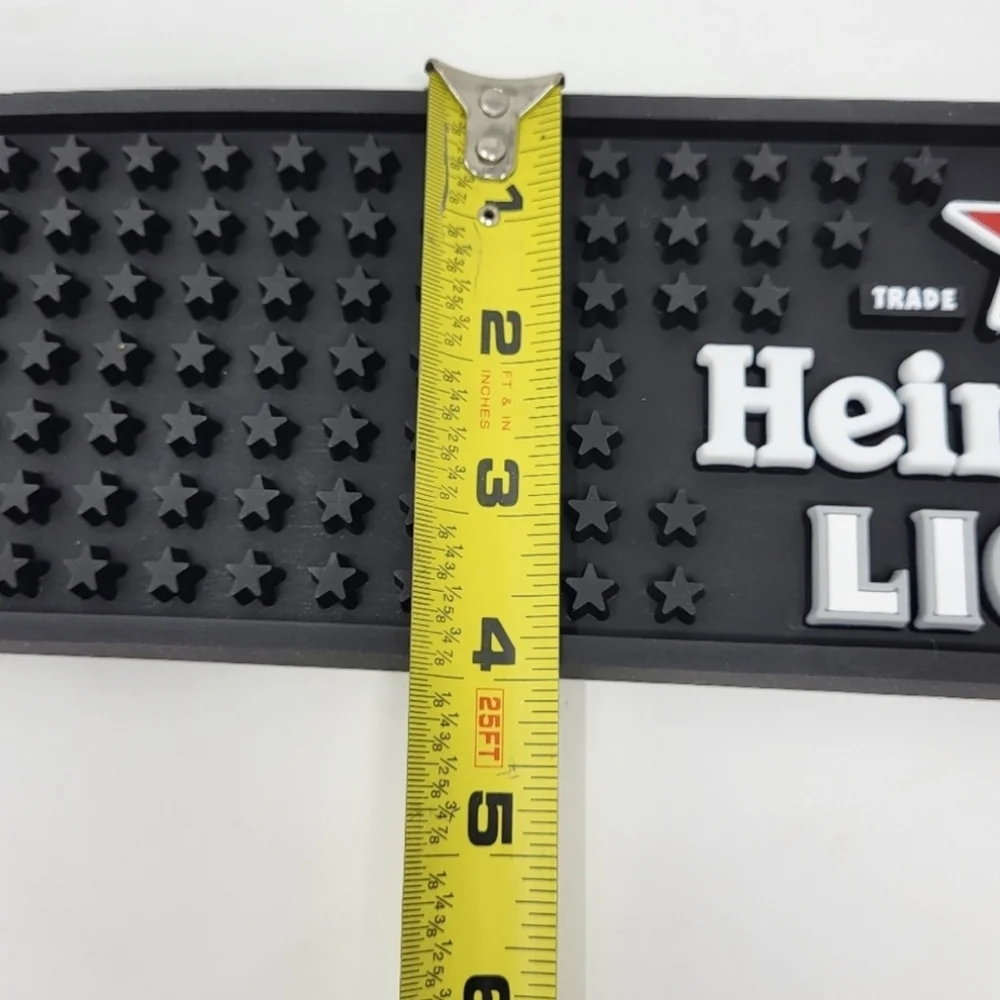 Heineken Light‎ Beer Bar Mat Rail Black Stars Man Cave 24